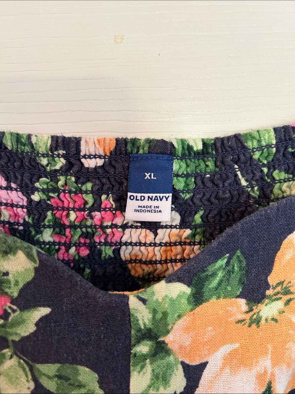 Old Navy Navy Floral Midi Dress with Pink & Yellow Flowers - Picture 2 of 7